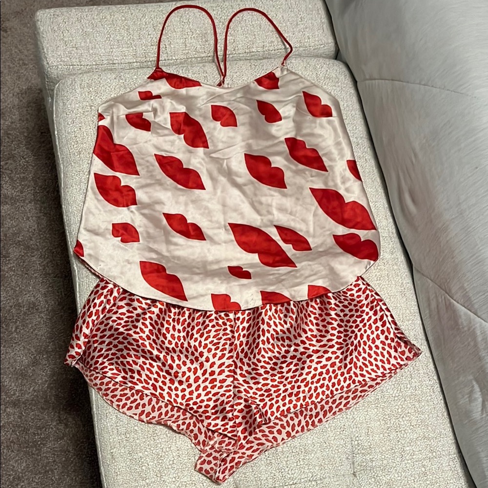 Victoria's Secret Red and Cream Pajama Set